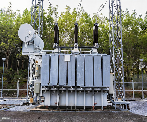 Крупный трехфазный силовой трансформатор с масляным охлаждением